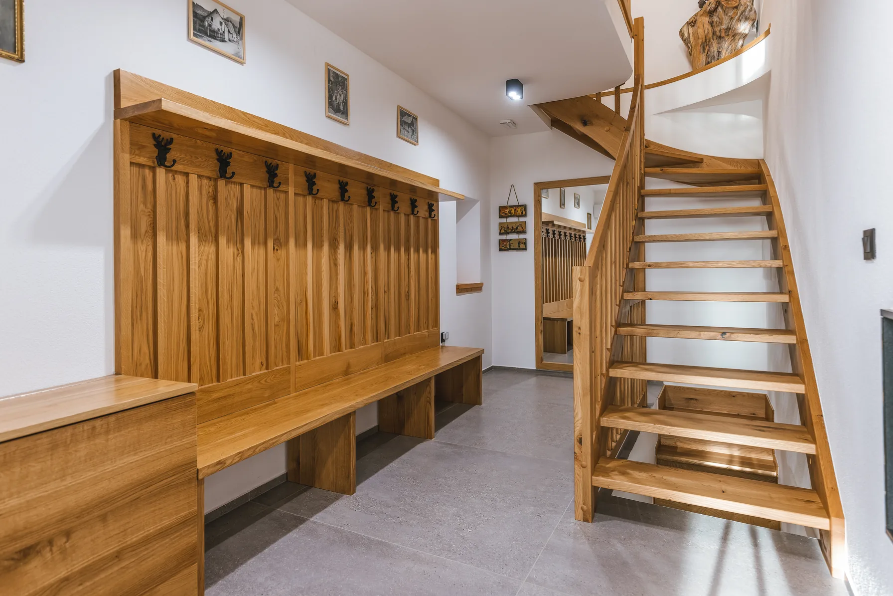 Entrance hall with ski and boot storage, Alpine House 77, Podkoren